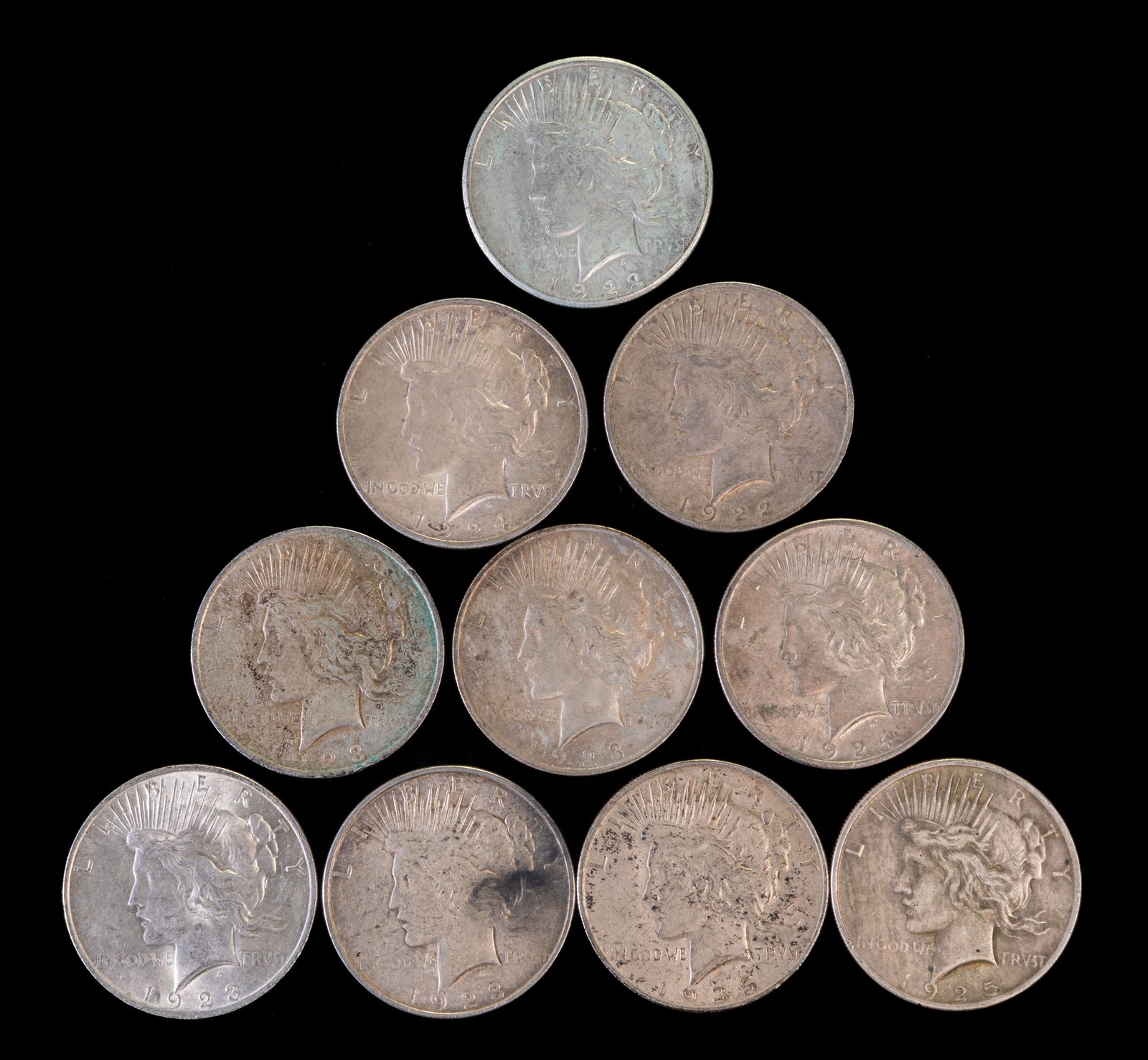 Ten (10) Liberty Peace Silver Dollars Mixed Dates (1 of 2)