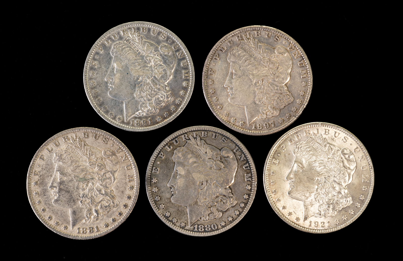 Five (5) Morgan Silver Dollars (1 of 3)