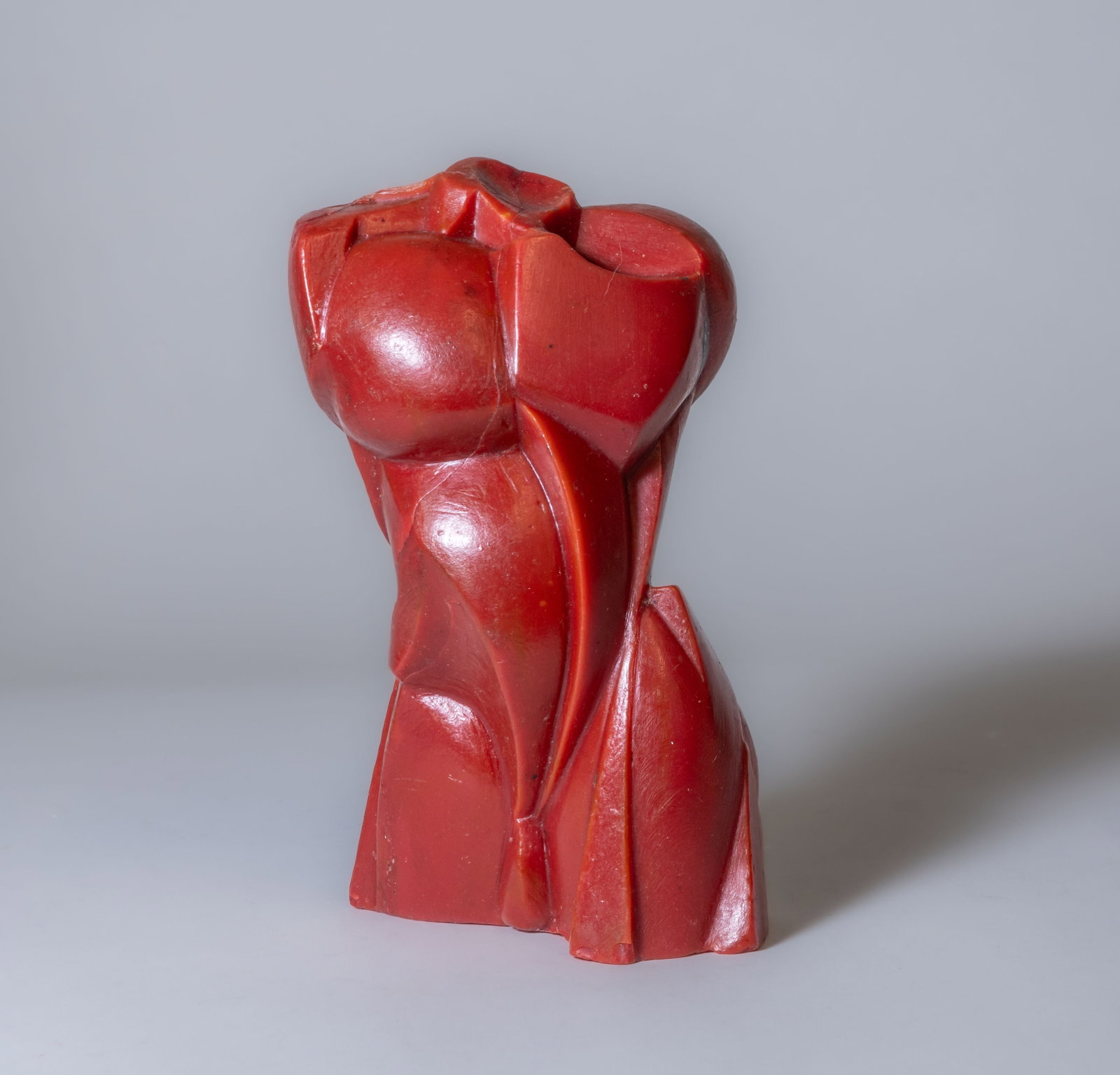 Roberto Estevez (Argentine) Wax Torso Model for Karl Springer: Wax model for stylized torso by Roberto Estevez for Karl Springer. Karl Springer commissioned a cast bronze cubist torso sculpture by artist Roberto Esteves around 1982. The limited edition sculpture