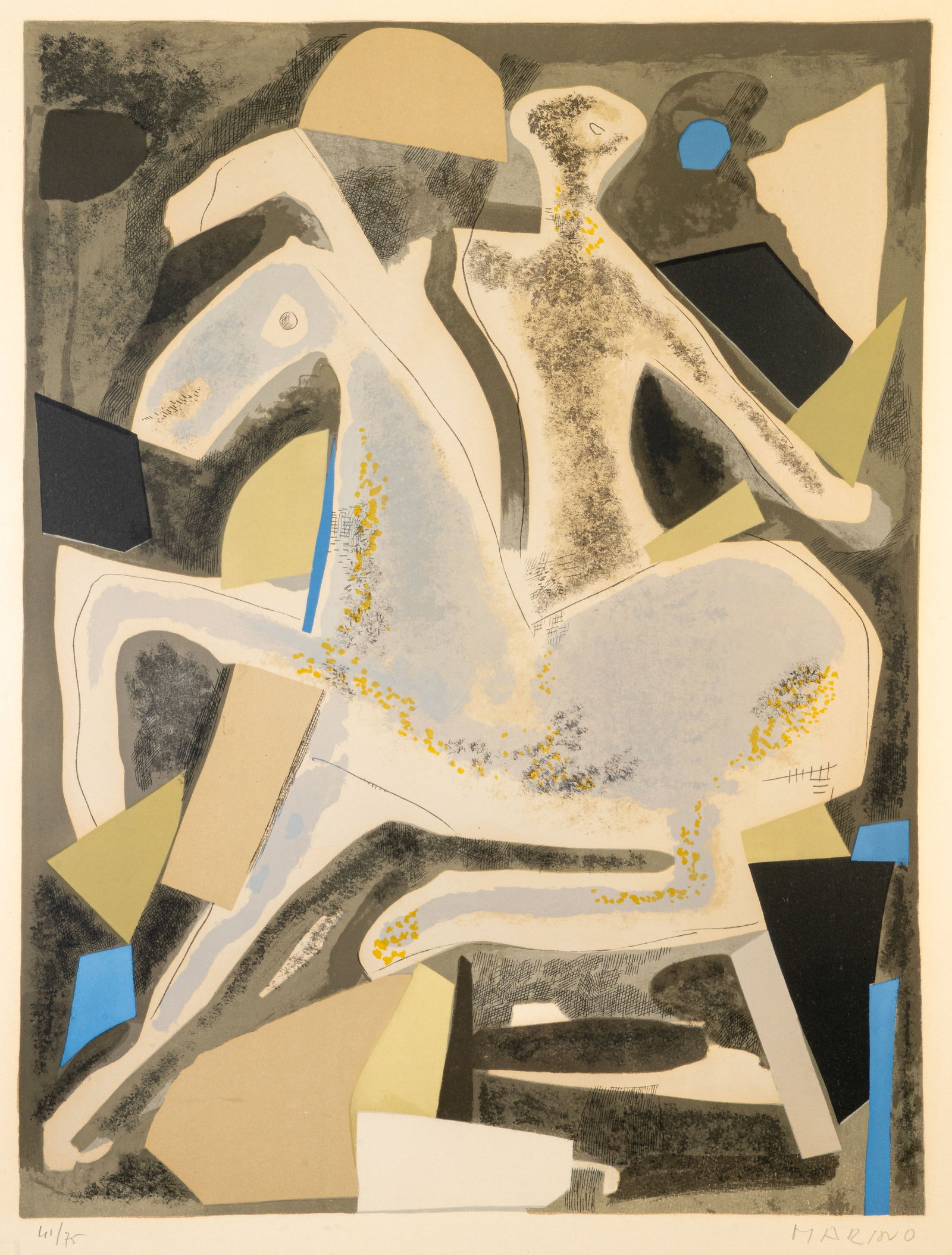 Marino Marini (Italian, 1901-1980) Personages du Sacre du Printemps: Marino Marini (Italian, 1901-1980) Personages du Sacre du Printemps Mixed media work on paper. Signed lower right in pencil. Numbered lower left in pencil, "42/75". Numbered 42 from an edition of 75. 