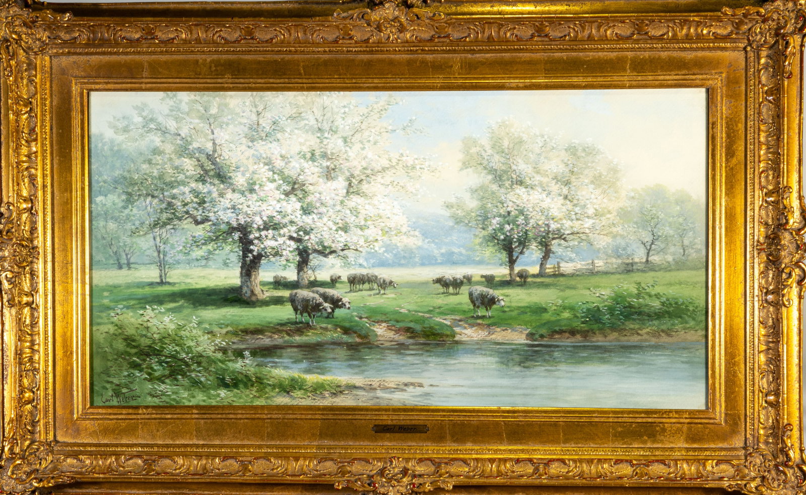 Carl Weber (American, 1850-1921) Watercolor Sheep Grazing (1 of 6)