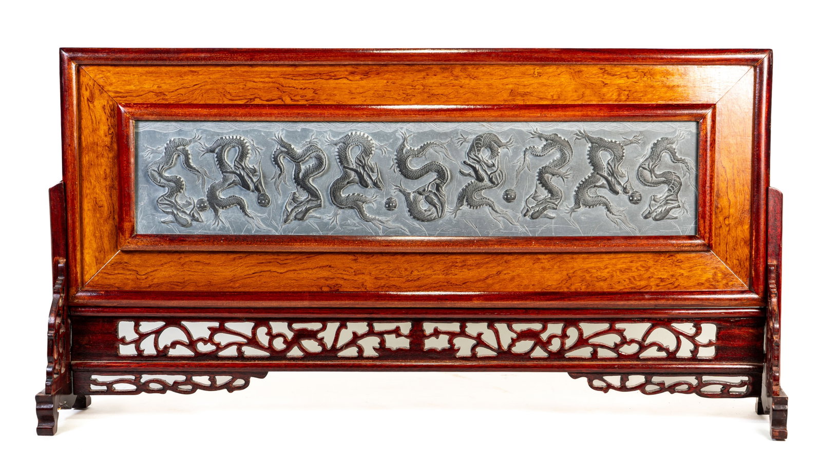 Chinese Framed Bronze "Dragons" Plaque (1 of 8)