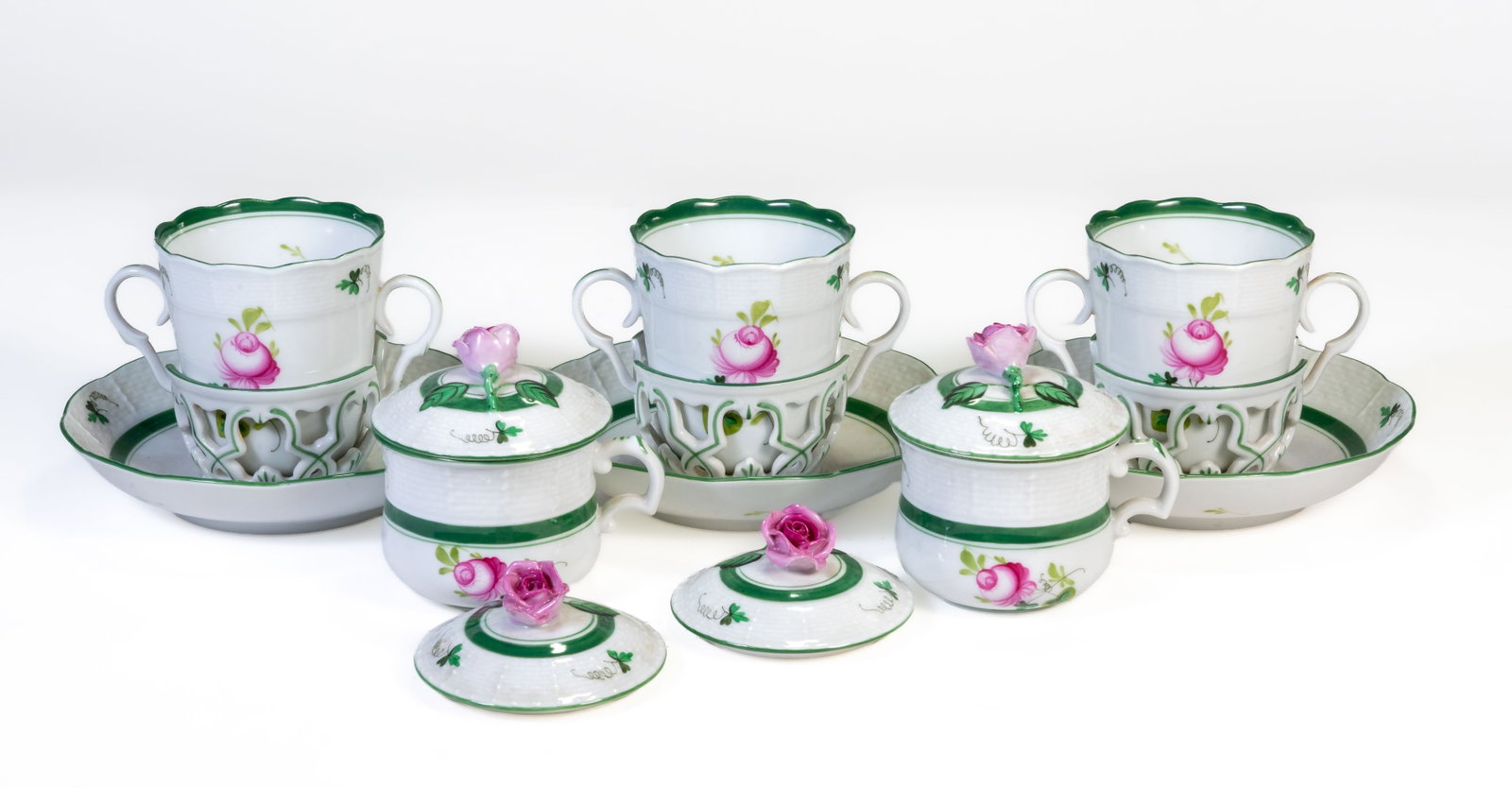 Five (5) Herend Vienna Rose Chocolate Cups & Saucers (1 of 11)