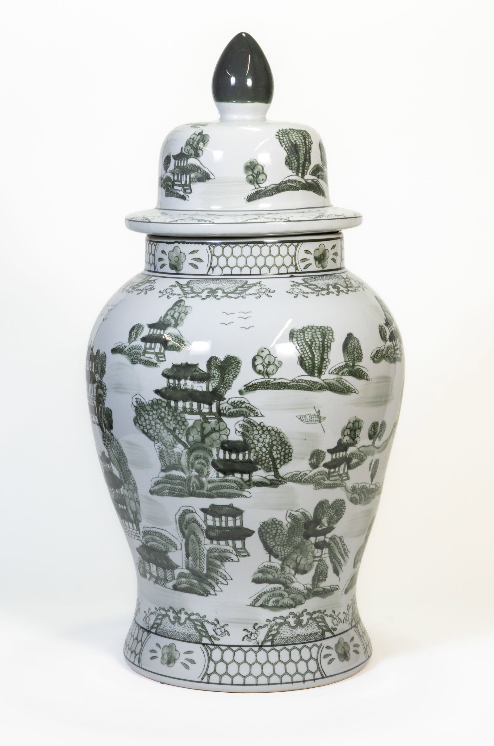 Large Chinese Black & White Ceramic Jar