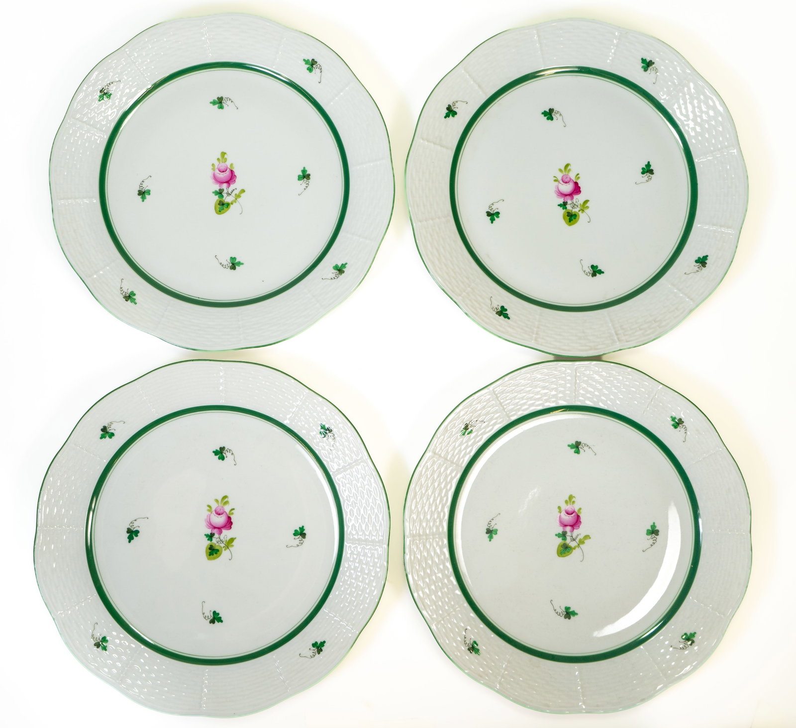 Four (4) Herend "Vienna Rose" Dinner Plates (1 of 3)