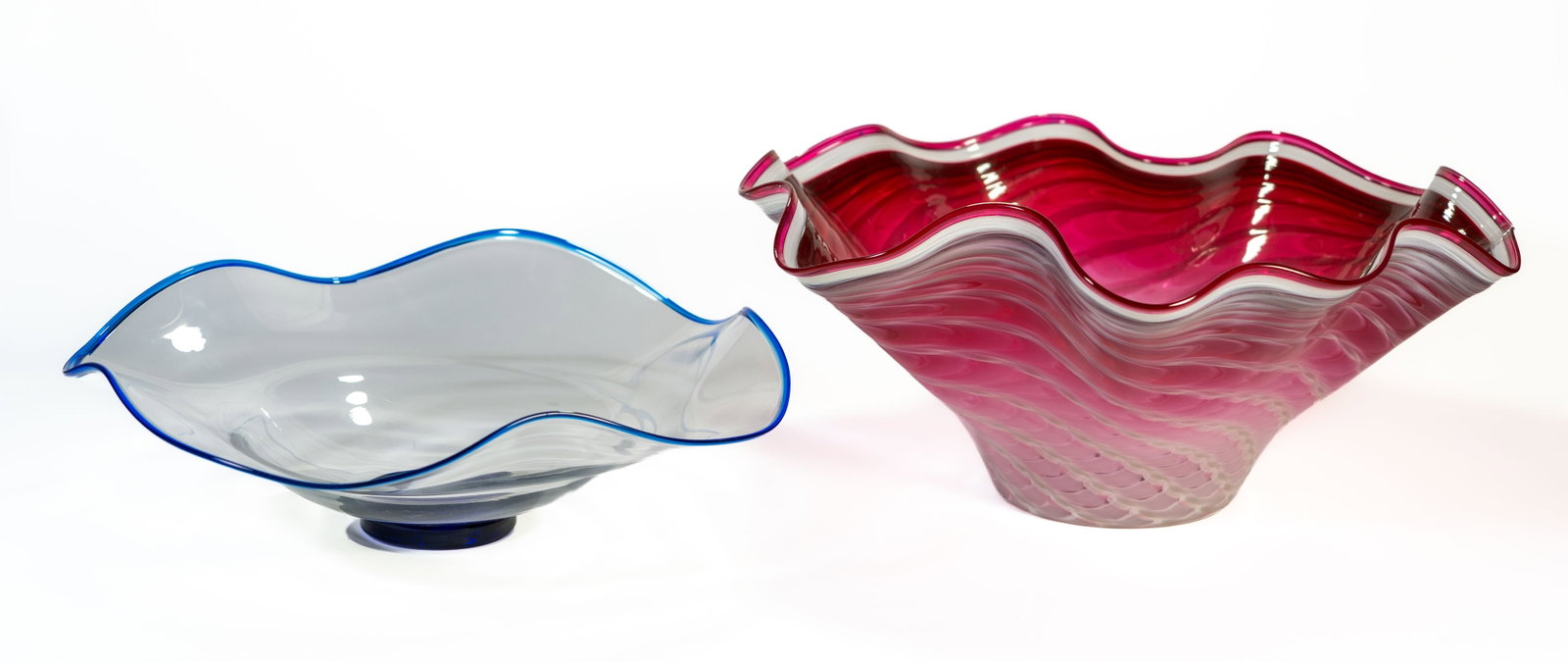 Two Large Art Glass Bowls LaChausse & One