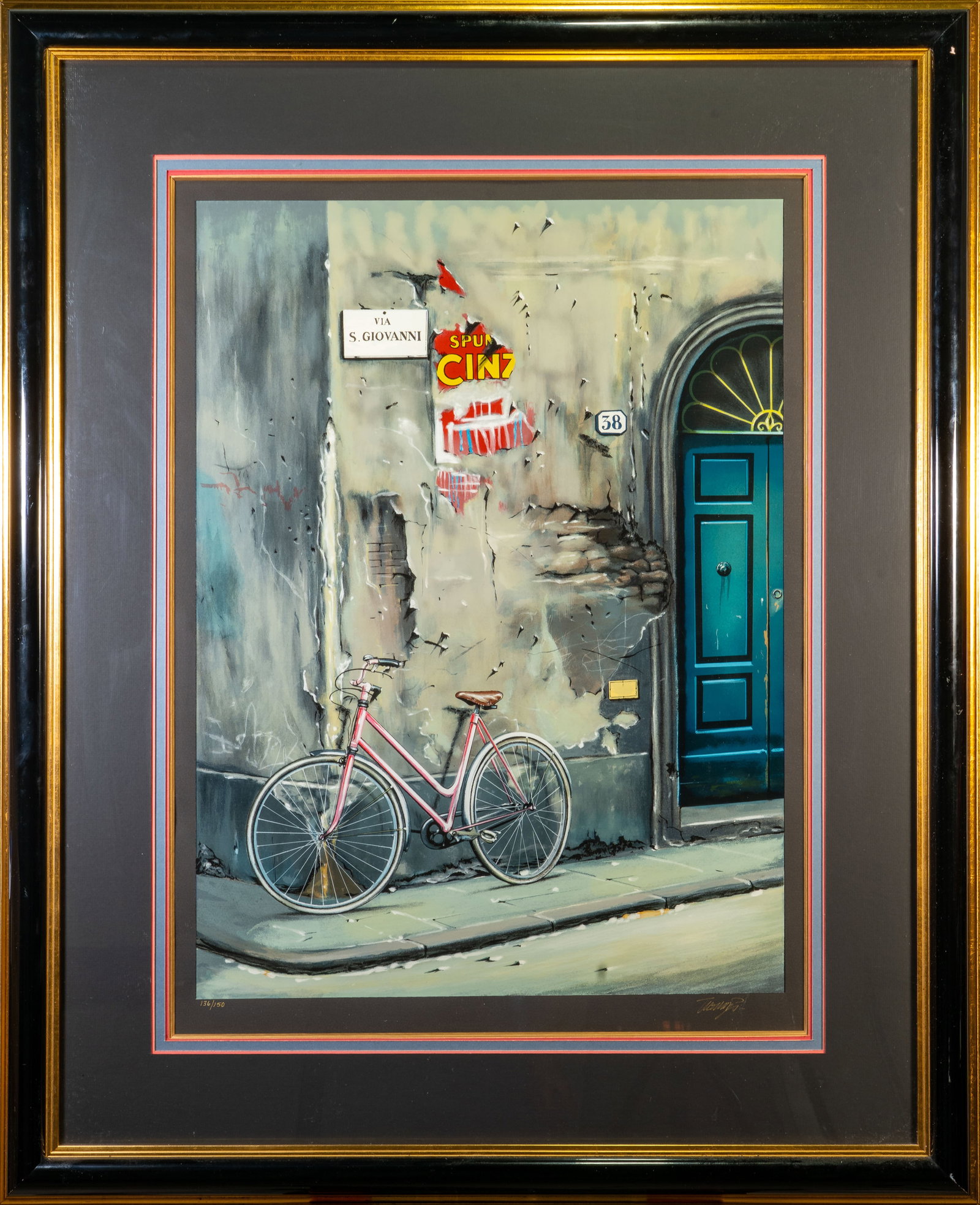 Thomas Pradzynski (Polish, 1951-2007) Une Bicyclette Gicle: Thomas Pradzynski (Polish, 1951-2007). Une Bicyclette. Varnished giclee on paper. Signed lower right. Numbered ?136/150 View: 30.5 x 22.5 in.