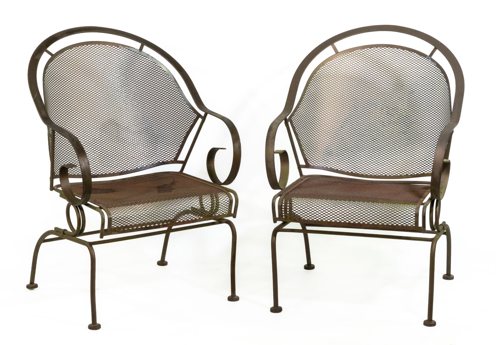 Pair Woodard-Style Iron Rocking Bounce Armchair (1 of 13)