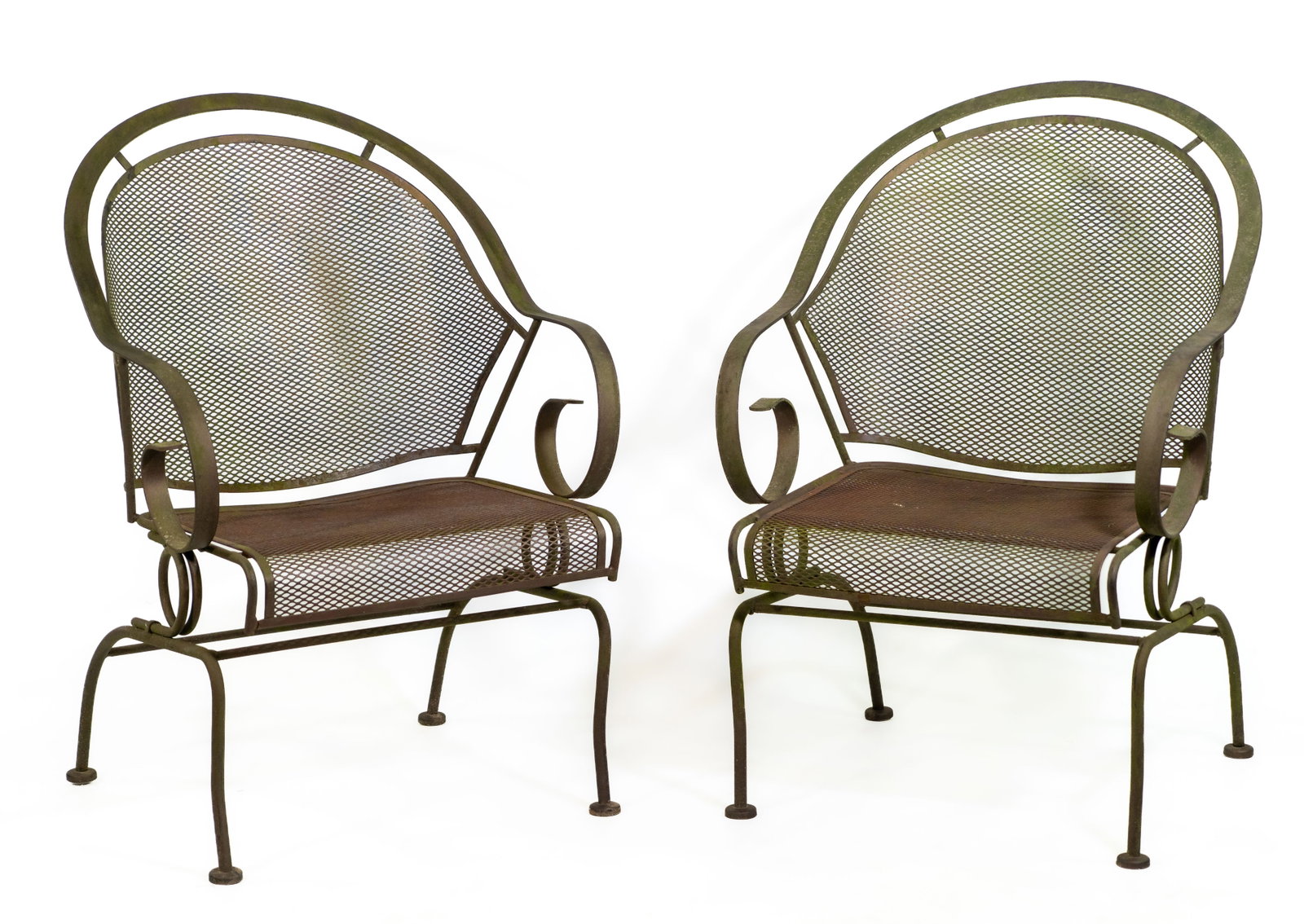 Pair Woodard-Style Iron Rocking Bounce Armchair (1 of 8)