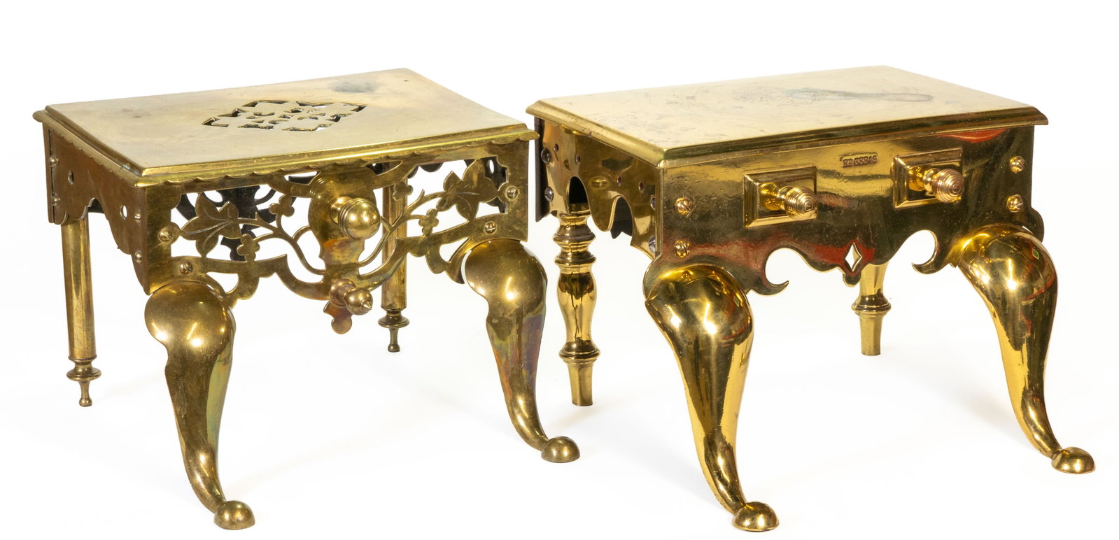 Two (2) Antique English Brass Fireplace Footmans (1 of 11)