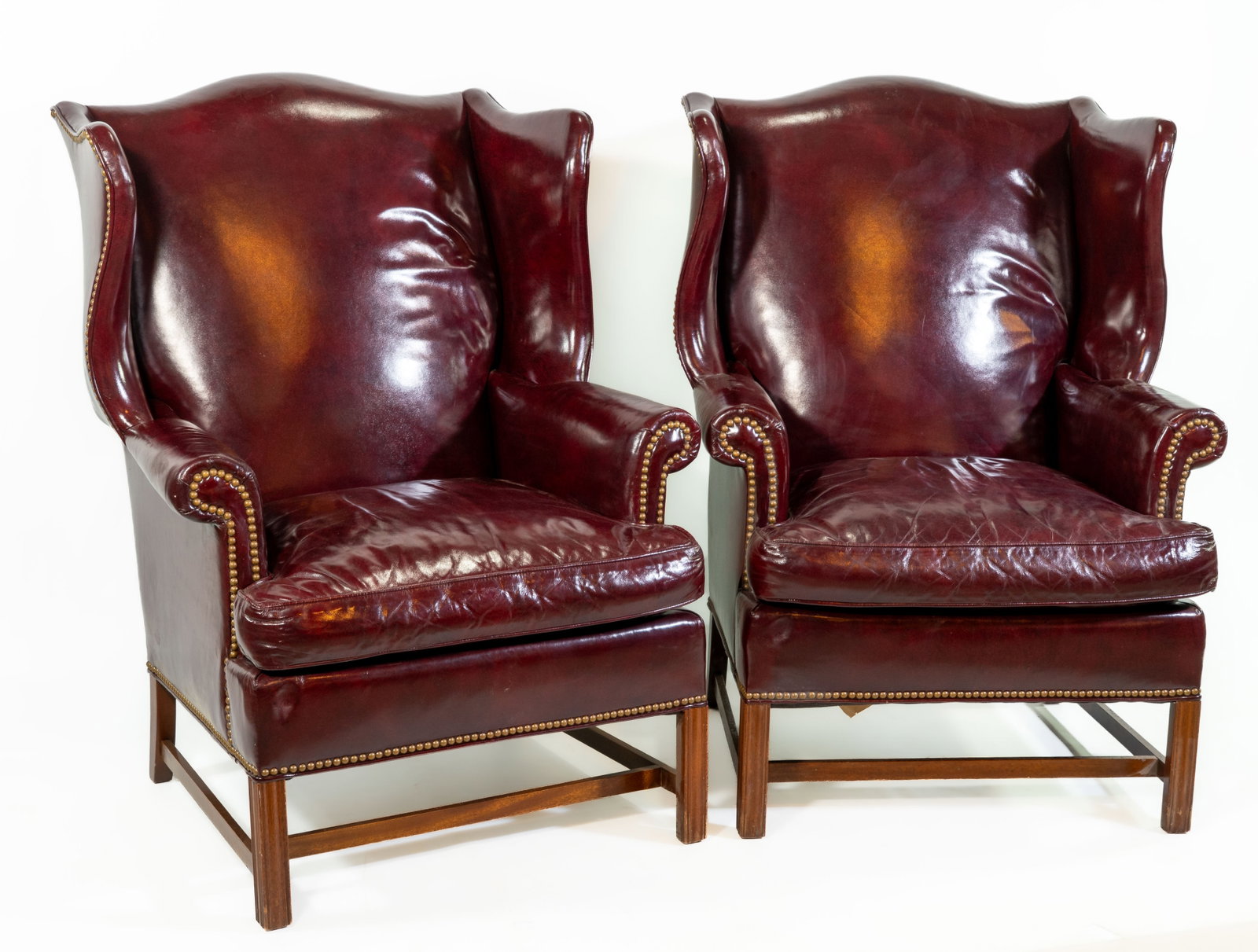 Pair of Hickory Chair Leather Wingback Armchairs (1 of 10)