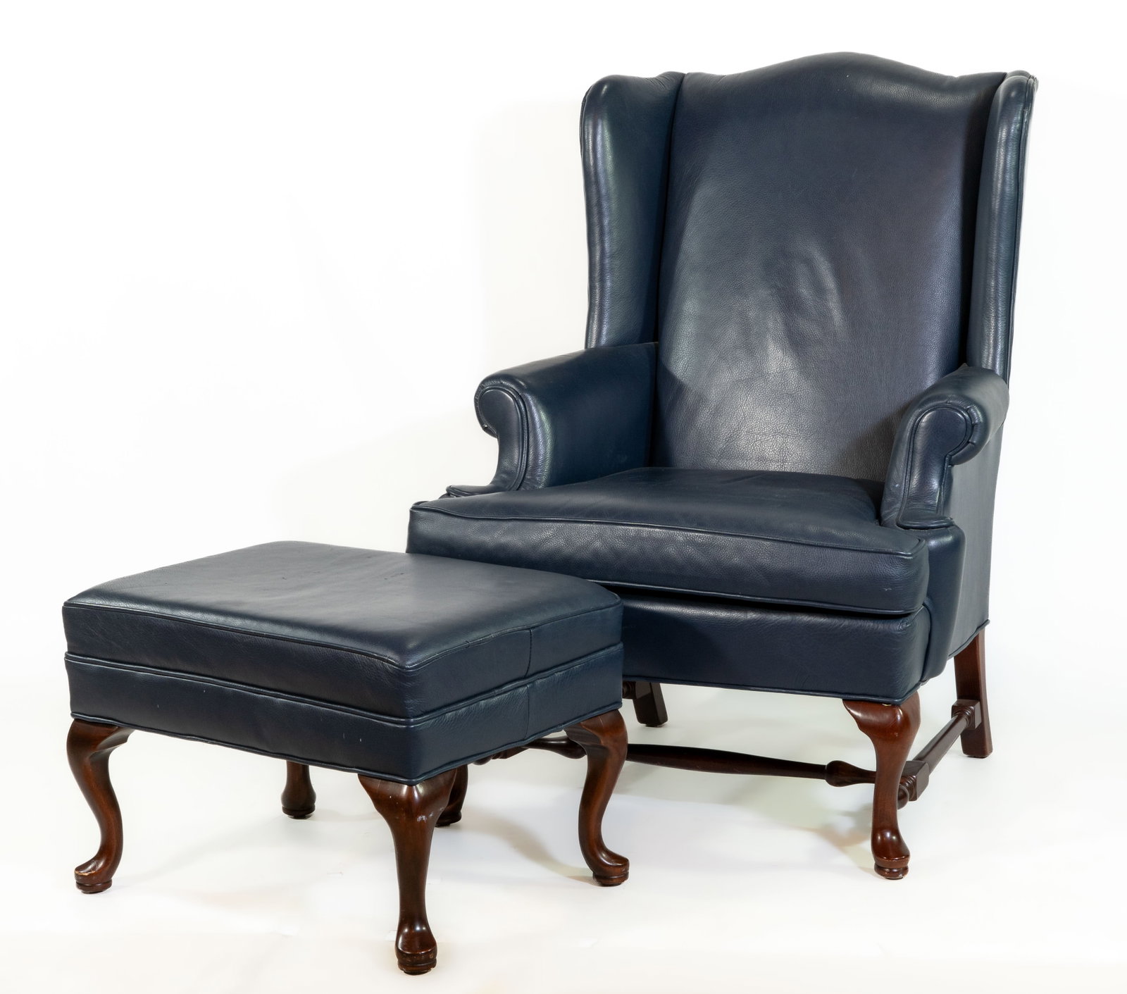 Ethan Allen Leather Wing Chair & Ottomon (1 of 16)
