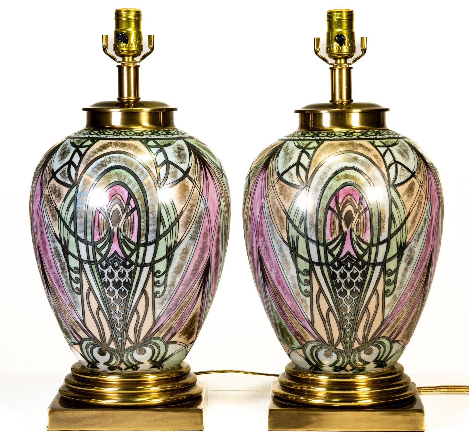 Pair of Frederick Cooper Vintage Porcelain & Brass Lamps (1 of 8)
