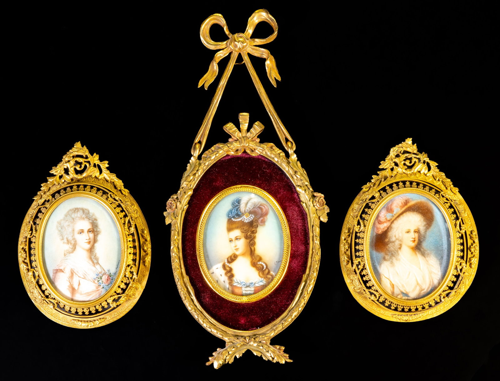 Three 19th C Miniature Paintings Framed (1 of 11)