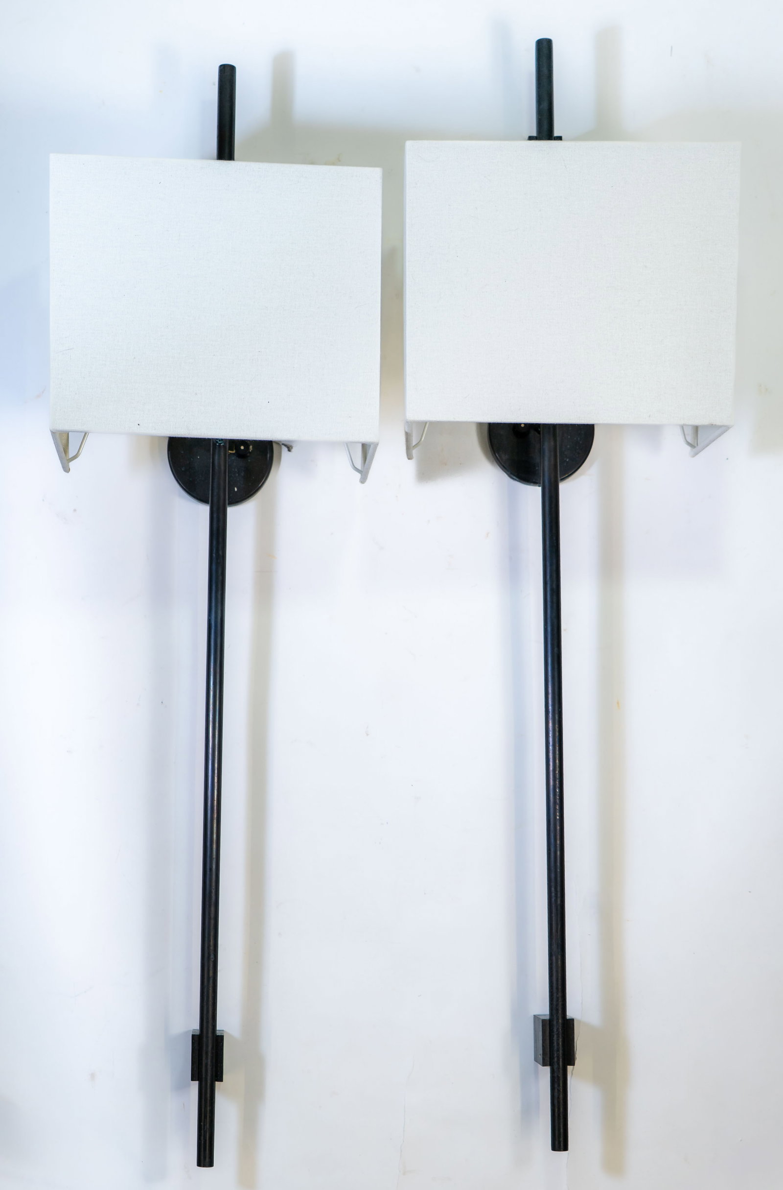 Pair of Vertical MCM Wall Sconces with Square Shades (1 of 14)