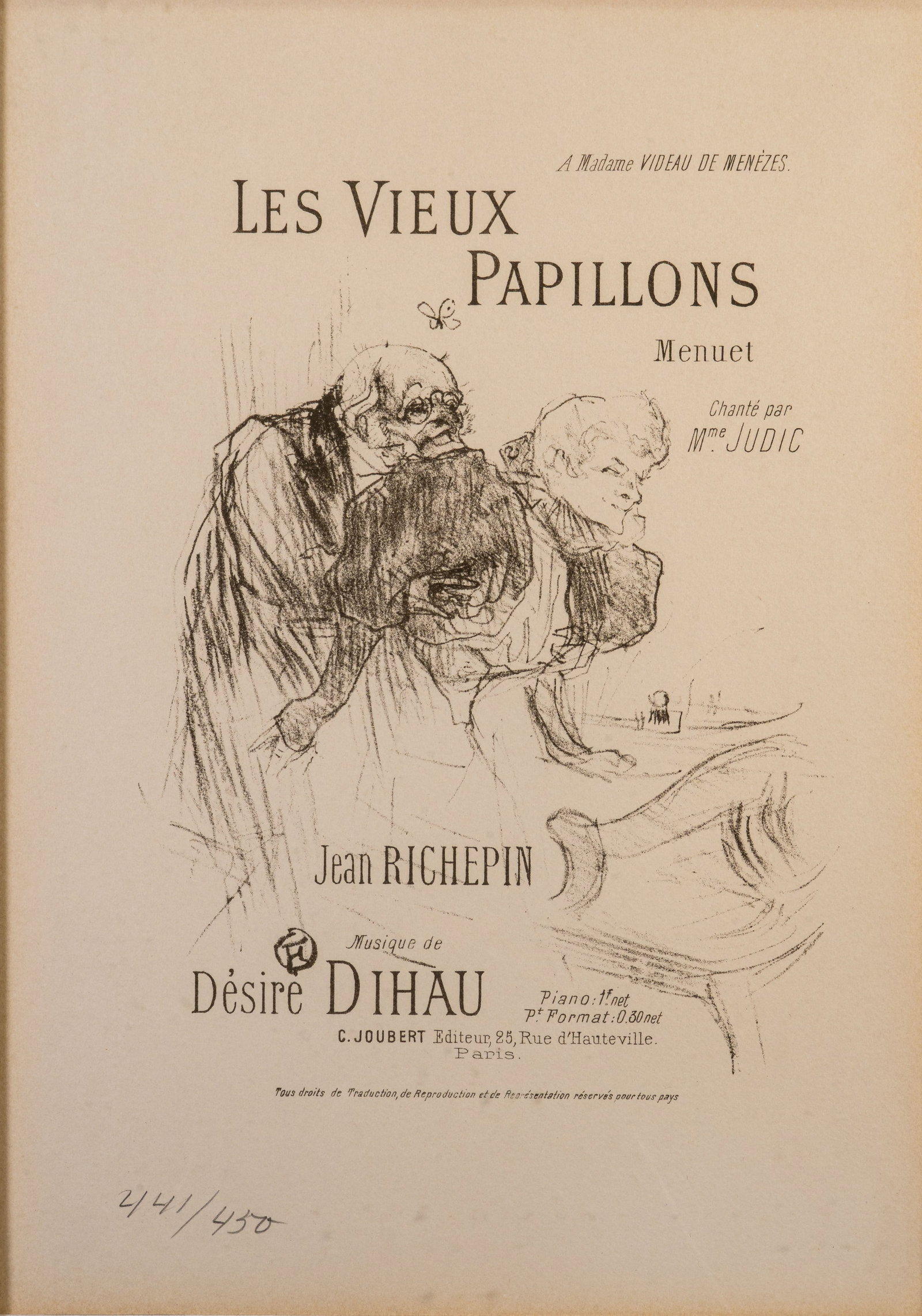 Henri de Toulouse-Lautrec (French, 1864-1901) Les Vieux Papillons: Henri de Toulouse-Lautrec (French, 1864-1901) Les Vieux Papillons Lithograph on paper from the 1978 edition of 450. Numbered in pencil "441/450" at lower left. Originally published by C. Joubert, Pari