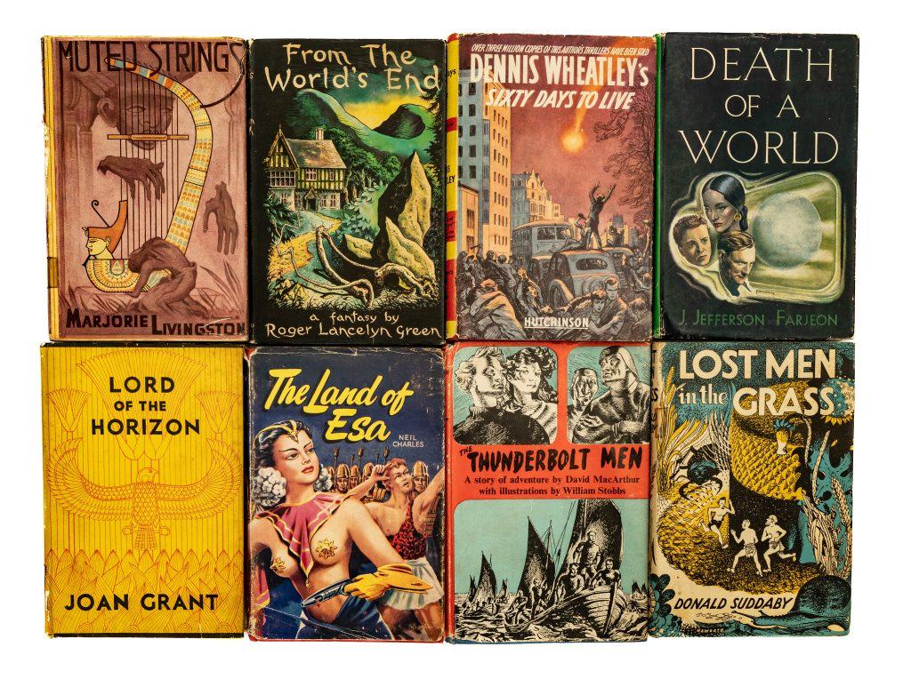 [SCI-FI] UK PUBLISHERS 8 VOLUMES SOLD TOGETHER: UK Publishers. 8 volumes sold together. Small 8vos. Including: Farjeon, J. Jefferson., DEATH OF A WORLD.* Charles, Neil., THE LAND OF ESA.* Grant, Joan., LORD OF THE HORIZON.* Sold with 5 others. All 