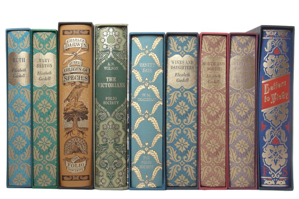 [FOLIO SOCIETY] (VICTORIAN) 9 VOLUMES: [FOLIO SOCIETY] (Victorian) A lot of 9 volumes including: Gaskell, Elizabeth. MARY BARTON. 2004. Gilt spine. Slip case. * Gaskell, Elizabeth. RUTH. 2006. Gilt spine. Slip case. * Gaskell, Elizabeth. W