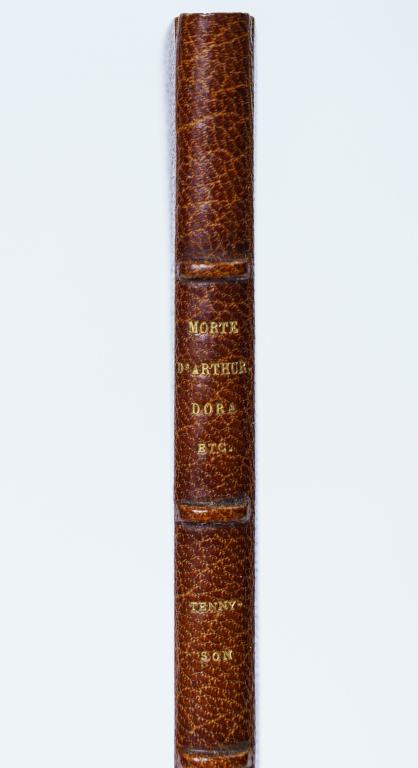 [WISE] TENNISON.MORTE D'ARTHUR; DORA; &OTHER IDYLS: [WISE] Tennyson, Alfred. MORTE D'ARTHUR; DORA ; AND TOHER IDYLS. London, Edward Moxon, 1842. 12mo., 66pp., [2] Full brown morocco, 5 raised bands, gilt labels and date to spine, gilt intricate decorat