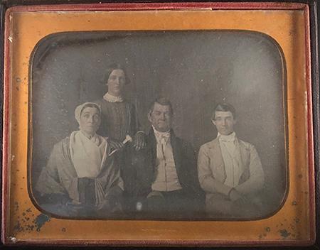 [DAGUERREOTYPE] MCCLEES & GERMON. HALF PLATE: A family portrait by the Philadelphia photographers, James Earle McClees and Lafyette Germon. McClees was one the first daguerreotypist to experiment with the art of paper photography, and in partners