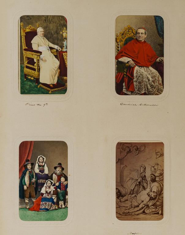[ALBUMS] 2 CARTE DE VISITE ALBUMS TOGETHER: A lot of 2 albums sold together. the first being a Black leather photography album. 4to. Containing 47 cdv's of royal, religious, and nature subjects. Includes an invoices from a Dutch auction in 1996