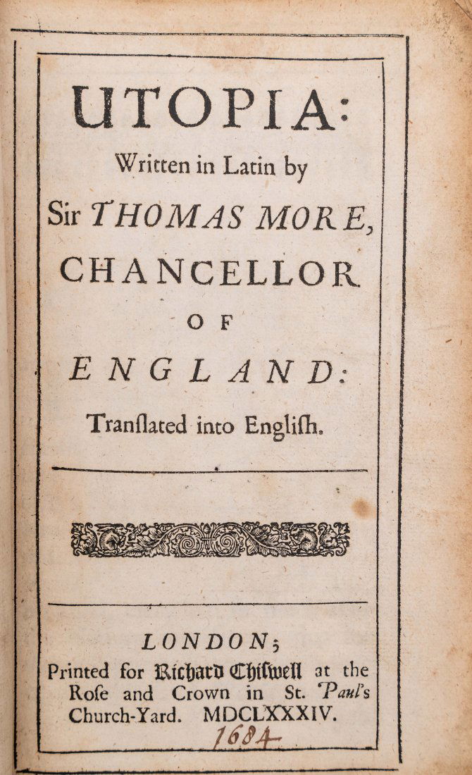 [ANTIQUARIAN] MORE, THOMAS. UTOPIA. 1684 (1 of 3)