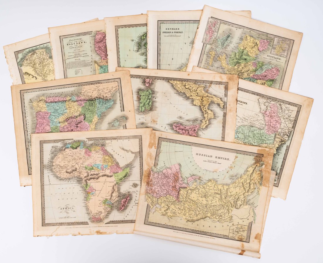 [MAPS] ILLMAN, THOMAS & C. 10 LOOSE ANTIQUE MAPS: ILLMAN, THOMAS & CO. A lot of 10 antique maps by Thomas Illman & Co. in New York, sold together. 32 by 38 cm. Including: Illman, Thomas. AFRICA. 1834 * Illman & Pilbrow. EGYPT. 1834 * Illman & Pilbrow