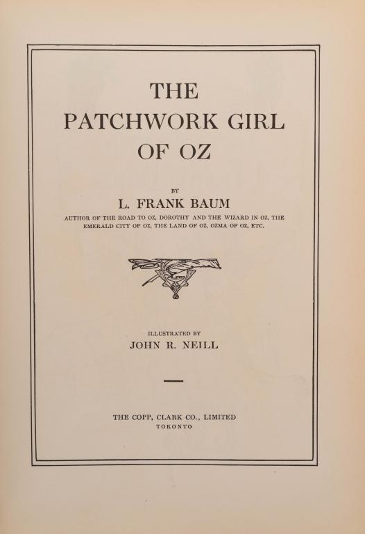 BAUM, F. L.; NEILL, J. PATCHWORK GIRL OF OZ. 1913 (1 of 10)