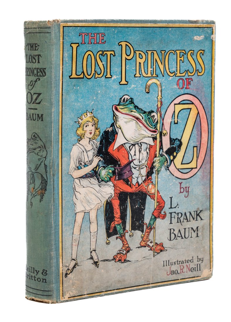 BAUM THE LOST PRINCESS. REILLY & BRITTON 1917: Baum, Frank L.; Neill, John R [illustrator]The Lost Princess Of Oz. Chicago: Reilly & Britton Co., 1917. 1st edition. 4to Full blue cloth with pictorial title on upper. Black lettering and design on s