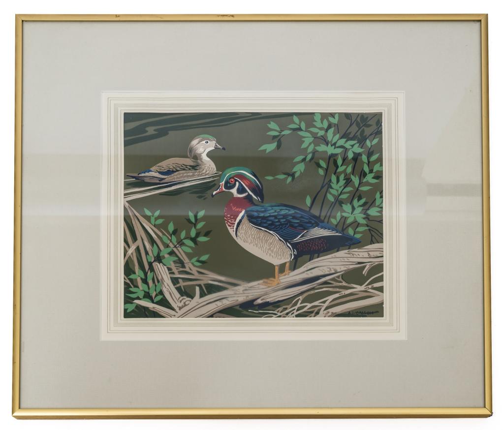 [ART] CASSON, A.J. WOOD DUCK. COLOUR SERIGRAPH (1 of 2)