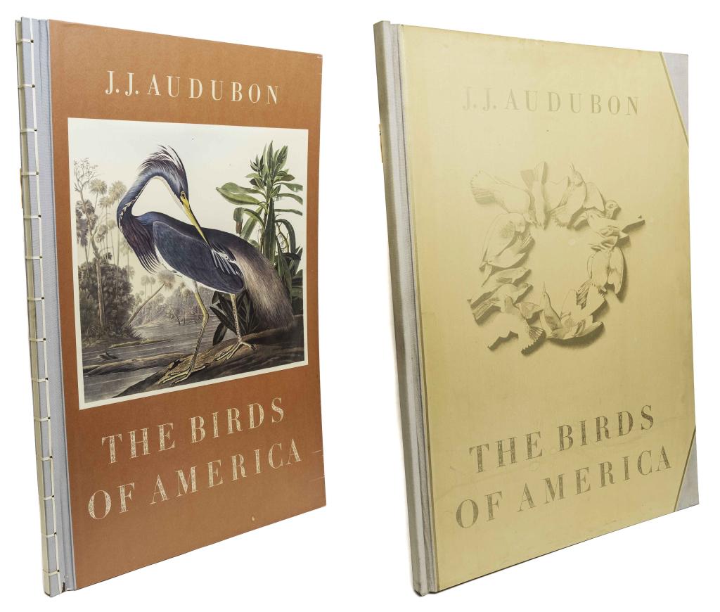 AUDUBON. THE BIRDS OF AMERICA. 1972/73: Audubon, John James. THE BIRDS OF AMERICA. Frankfurt: Ariel Verlag, 1973. Elephant folio. Japanese stitched boards, red paper backed in grey cloth. Upper with white lettering, colour illustration past