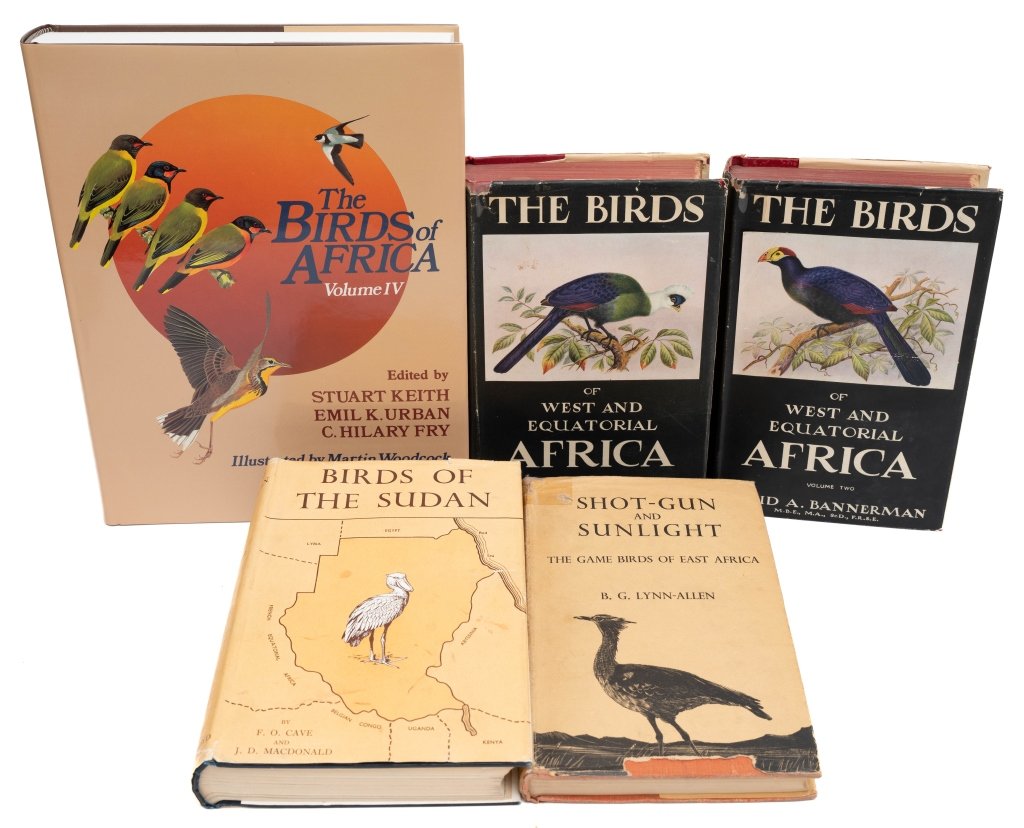 [ORNITHOLOGY AFRICA] 5 VOLUMES SOLD TOGETHER: ORNITHOLOGY- AFRICA. A lot of 5 volumes sold together. All in good to very good condition, ex libris W.S. Conradie. Including: * Cave, Francis O.; MacDonald, James D.; Henry, D.M. Reid [illustrator]. 