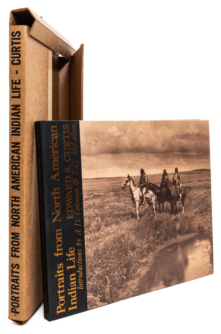 CURTIS, E.S. PORTRAITS NORTH AMERICAN INDIAN LIFE: Curtis, Edward S. PORTRAITS FROM NORTH AMERICAN INDIAN LIFE. Toronto: news press, 1972. Oblong folio. Printed paper boards backed in black cloth. Copper lettering on upper and spine. Housed in a label