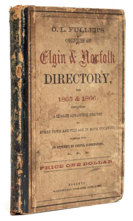 ELGIN & NORFOLK DIRECTORY FOR 1865 & 1866 (1 of 3)