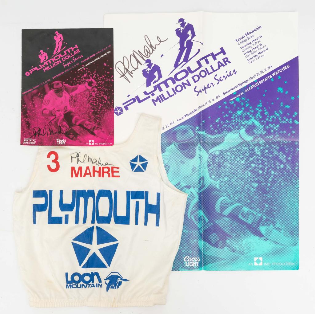 [SKIING] MAHRE, PHIL. JERSEY + 2 PIECES SIGNED (1 of 4)