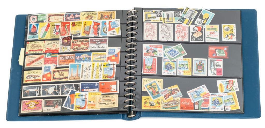 LOT OF 880 CHINESE/RUSSIAN MATCHBOX LABELS: MATCHBOX LABELS. A lot of approximately 880 Chinese and Russian (+ others) matchbox labels. Album, housed in a slipcase. Most lithographed, bright and bold colours in a variety of designs and themes i