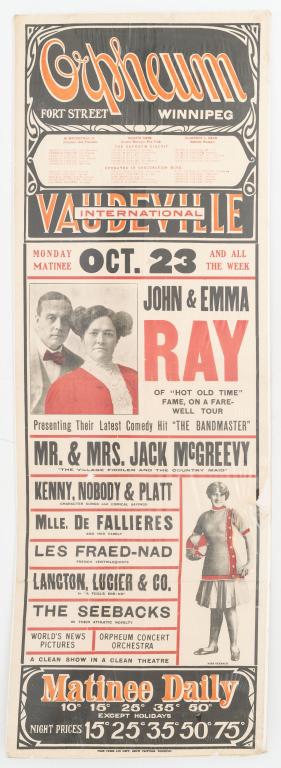 WINNIPEG VAUDEVILLE POSTER. EARLY 20TH C (1 of 1)