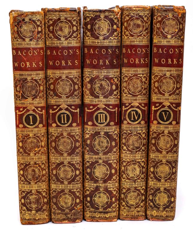 BACON, FRANCIS. WORKS. 5 VOLUMES. 1778 (1 of 5)