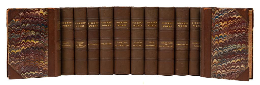DICKENS, CHARLES. WORKS. 12 VOLUMES. 1867-8: DICKENS, CHARLES. WORKS. In 12 volumes. Including: THE ADVENTURES OF OLIVER TWIST [with] THE OLD CURIOSITY SHOP (1867) * THE LIFE AND ADVENTURES OF MARTIN CHUZZLEWIT (1867) * THE LIFE AND AVENTURES OF