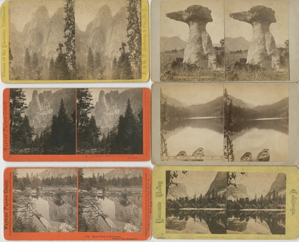 [STEREOS] CALIFORNIA & AMERICAN WEST. LOT OF 10: CALIFORNIA & AMERICAN WEST. A lot of 10 stereos sold together. Various photographers/publishers: Watkins' Pacific Coast (San Francisco); C. Bierstadt (NY); Chas. Weitfle (Colorado); E. & H.T. Anthony 