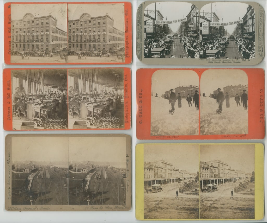 [STEREOS] HAMILTON, ON. LOT OF 19 SOLD TOGETHER: HAMILTON, ONTARIO. A lot of 19 stereos sold together. Circa 1882, dates vary. Various photographers/publishers: William Farmer (Hamilton); Eckerson & Bell Smith (Hamilton); Eckerson & Millman (Hamilto