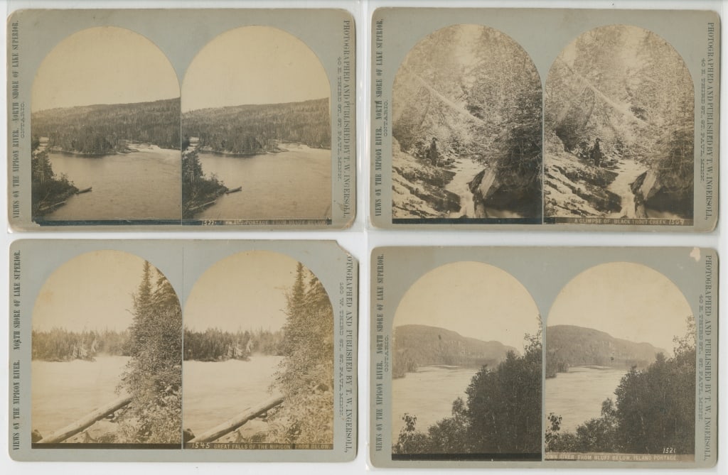 [STEREOS] INGERSOLL, T.W. LOT OF 13 TOGETHER: INGERSOLL, T.W. (St. Paul, Minn.). A lot of 13 stereos sold together. Circa 1861, dates vary. Mounted to cardstock, captioned, numbered, printed backs, some dated. Some with stamp of Treadwell Collect