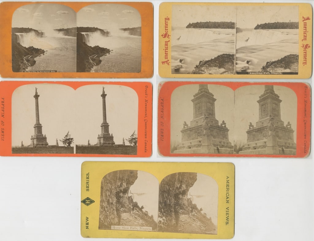 [STEREOS] NIAGARA. LOT OF 15 SOLD TOGETHER: NIAGARA. A lot of 15 stereos sold together. Various photographers/publishers. Mounted on cardstock, some with captions/numbered, some with handwritten ownerships, one with back paste-on. Captions: "#7