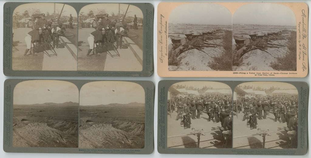[STEREOS] BATTLE OF PORT ARTHUR. 52 TOGETHER: MILITARY: BATTLE OF PORT ARTHUR, ETC. A lot of approximately 52 stereos sold together. Circa 1900-1905, dates vary. Various photographers/publishers: B.L. Singley for Keystone View Company; Underwood 