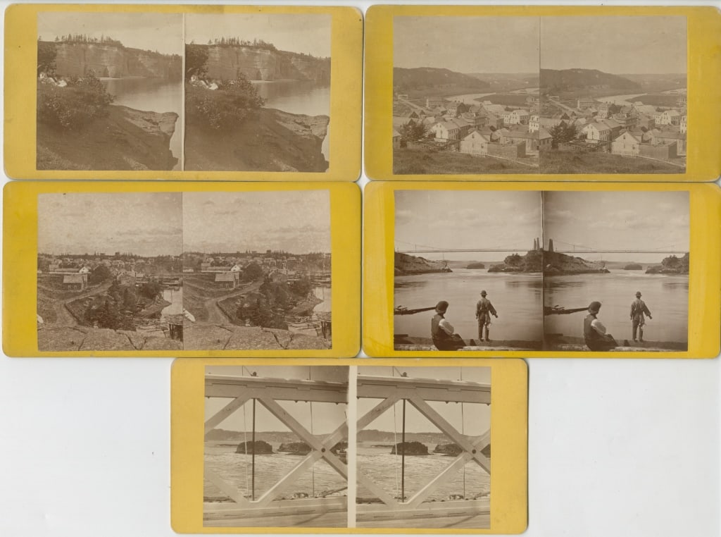 [STEREOS] WOODBURN, J.R. NEW BRUNSWICK. LOT OF 12: WOODBURN, J.R. NEW BRUNSWICK. A lot of 12 stereos sold together. Mounted to cardstock, most with series paste-ons on back or mounted caption labels. Including views of the wharf and ships, lunatic asy