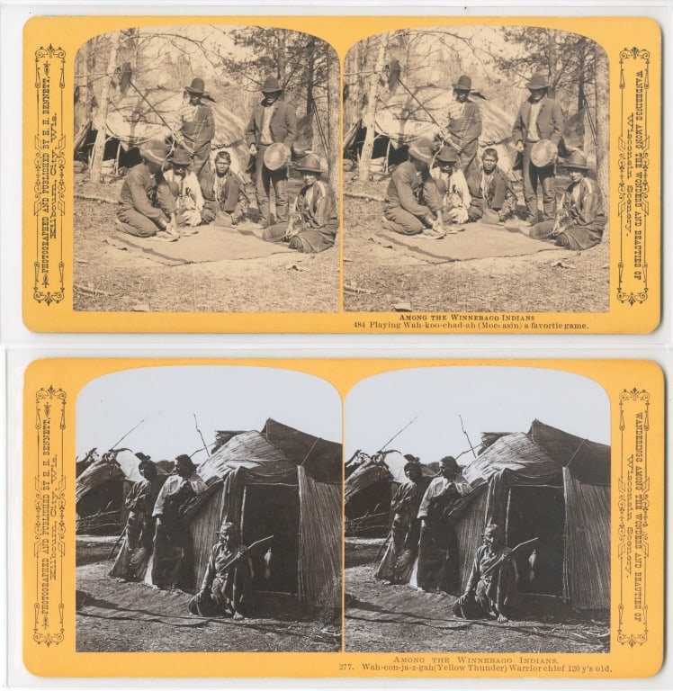 [STEREOS] INDIGENOUS, ETC. LOT OF 3 SOLD TOGETHER: INDIGENOUS, ETC. A lot of 3 stereos sold together. H.H. Bennett (Kilbourn City, Wis.). From the series "Wanderings Among the Wonders and Beauties of Wisconsin Scenery." Mounted on cardstock, numbered,