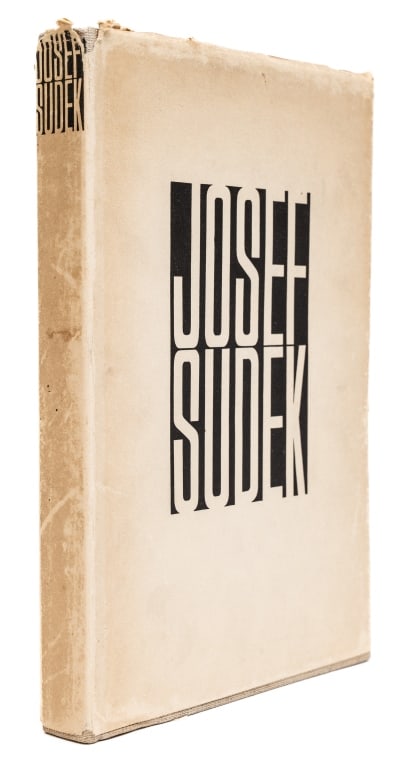 SUDEK, JOSEF. FOTOGRAFIE. PRAHA 1956: Sudek, Josef. FOTOGRAFIE. Praha: Statni Nakladatelstvi Krasne Literatury, 1956. 8vo. Full beige cloth boards. Title in black on upper and spine. With dust jacket, unclipped. Black endpapers. Top edges