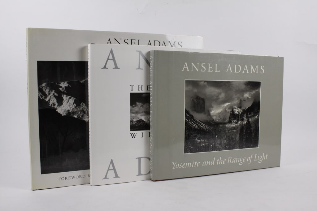 [ADAMS, ANSEL] LOT OF 3 VOLUMES SOLD TOGETHER: ADAMS, ANSEL. A lot of 3 volumes sold together. Generally very good condition, various imperfections. Including: Stegner, Wallace. ANSEL ADAMS. IMAGES 1923-1974. Boston: New York Graphic Society, 1974