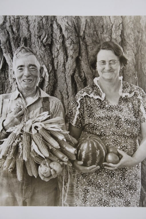 ROTHSTEIN, ARTHUR. FARMER & WIFE, COLORADO. 1939: Rothstein, Arthur. FARMER AND WIFE, COLORADO. 1939. Printed by Berkey K & L Custom Svces (New York) under supervision of Arthur Rothstein (backmark). Silver print printed on larger sheet, mounted with