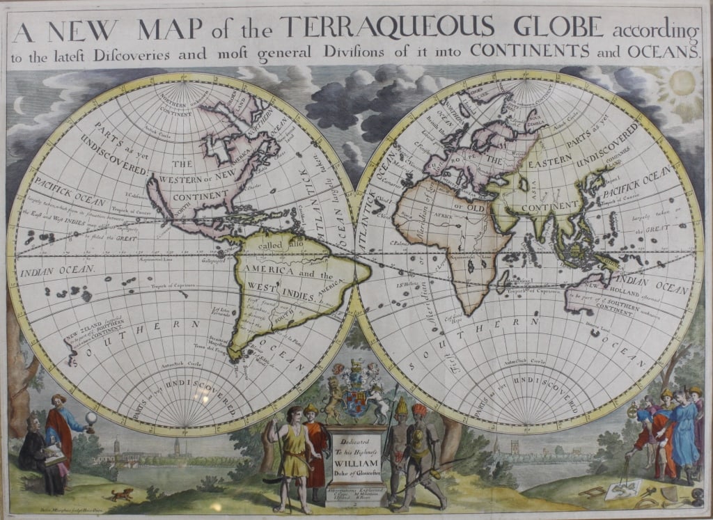 [MAP] BURGHERS. NEW MAP OF TERRAQEOUS GLOBE. 1700s (1 of 2)